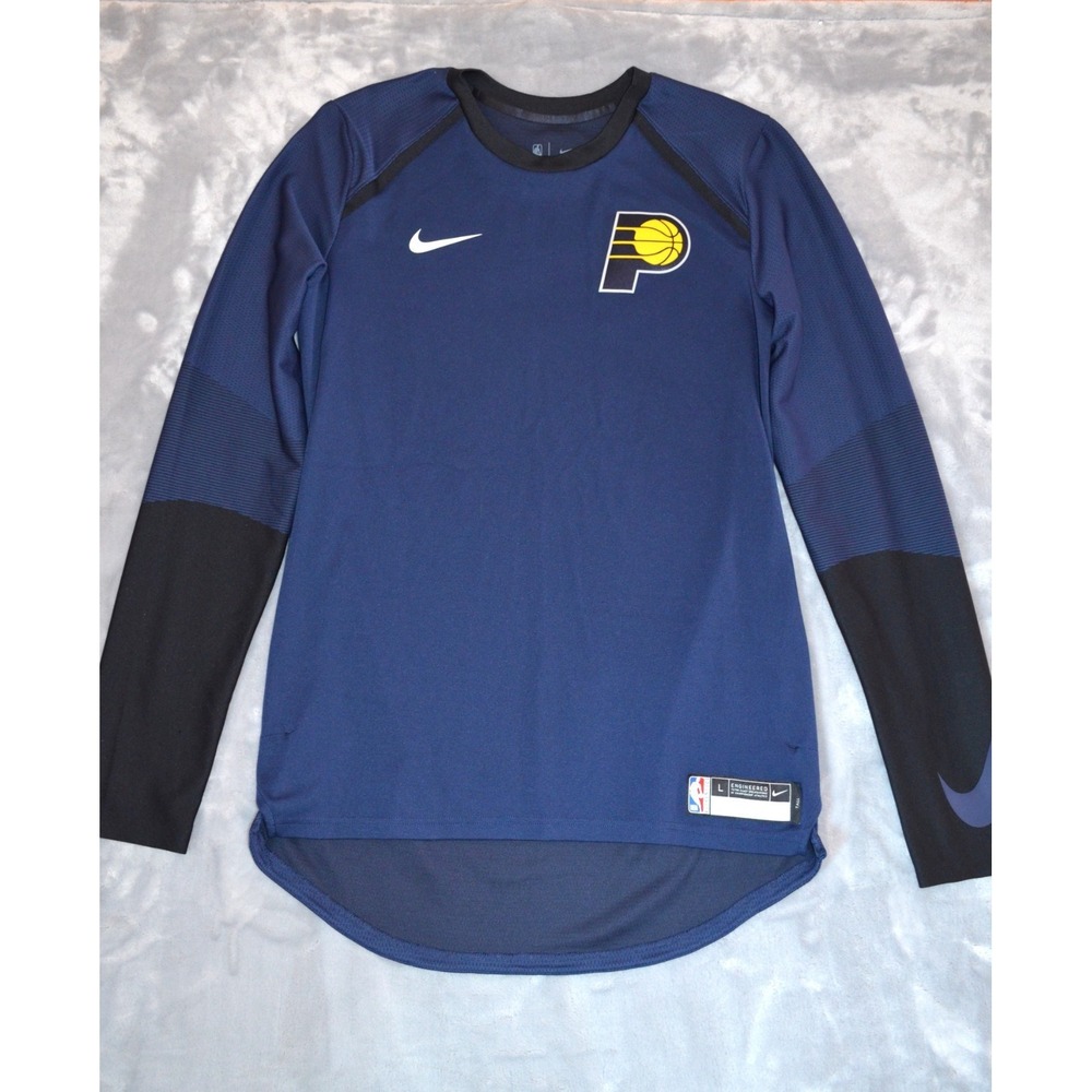 Indiana Pacers Nike NBA Dri-fit Pullover Shirt Mens LT Navy Blue Long Sleeves